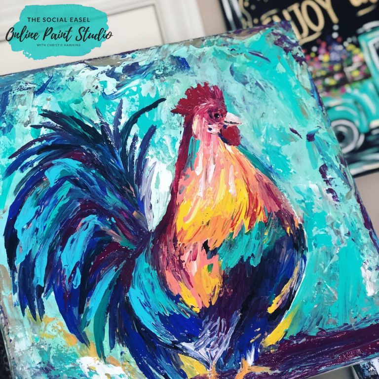 Rooster Palette Knife Painting
