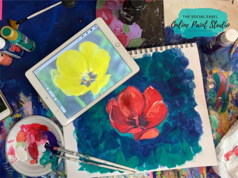 How to Paint from a Photograph The Social Easel Online Paint Studio with ipad flatlay