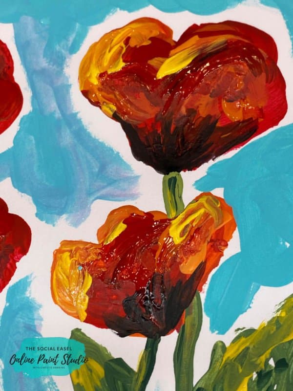 2 Painting Abstract Poppies The Social Easel Online Paint Studio
