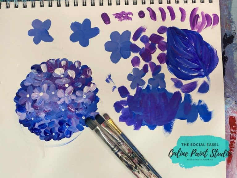 How to Paint Hydrangeas with a Filbert Brush The Social Easel Online Paint Studio