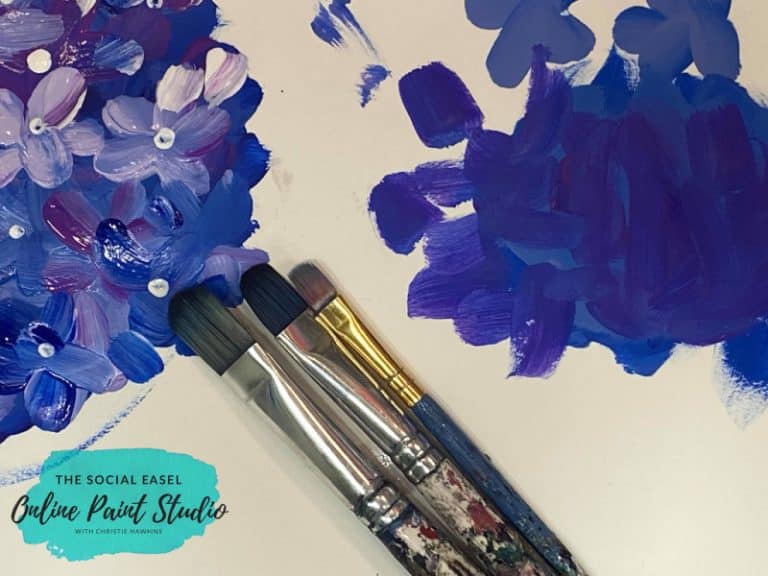 No Blend How to Paint Hydrangeas with a Filbert Brush The Social Easel Online Paint Studio