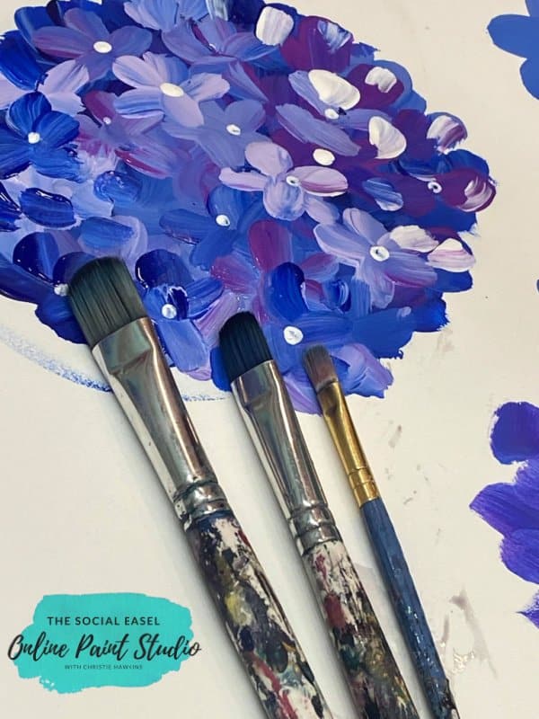 Paint Hydrangeas with a Filbert Brush The Social Easel Online Paint Studio