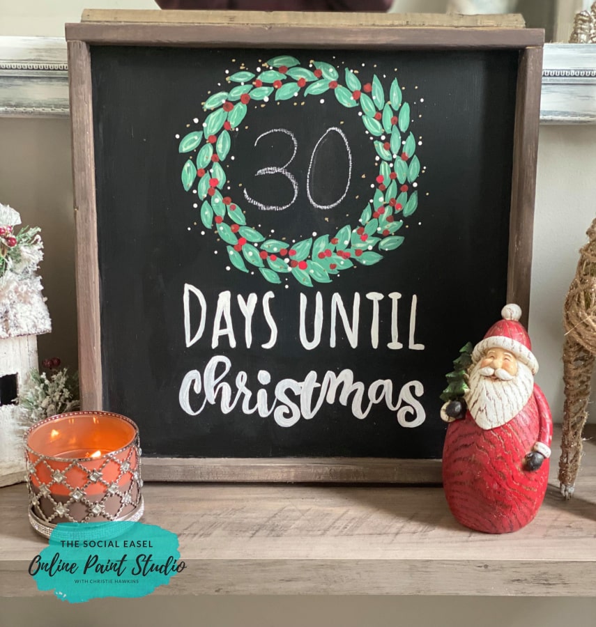 DIY Farmhouse Christmas Countdown The Social Easel Online Paint Studio finished