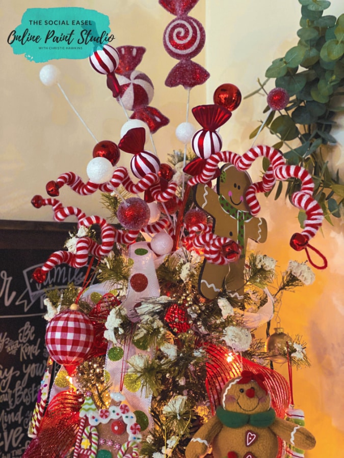 Candy Cane Topper Christmas Tree Tour The Social Easel Online Paint Studio