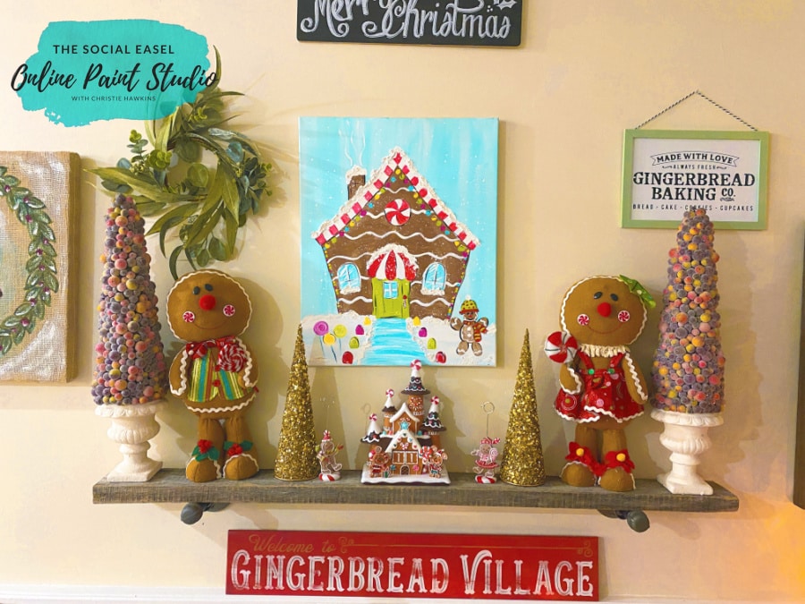 Gingerbread Painting Christmas Tree Tour The Social Easel Online Paint Studio