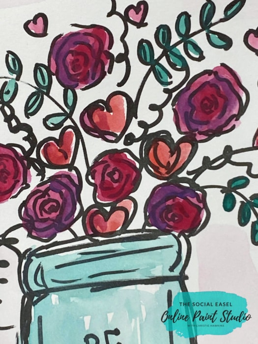 Close up flowers DIY handmade Valentine Card Ideas The Social Easel Online Paint Studio