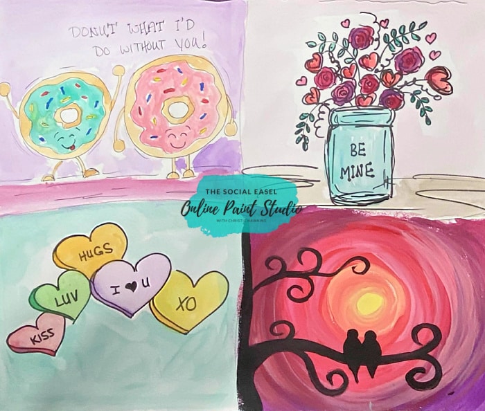 DIY Hand-painted Valentine Card Ideas The Social Easel Online Paint Studio