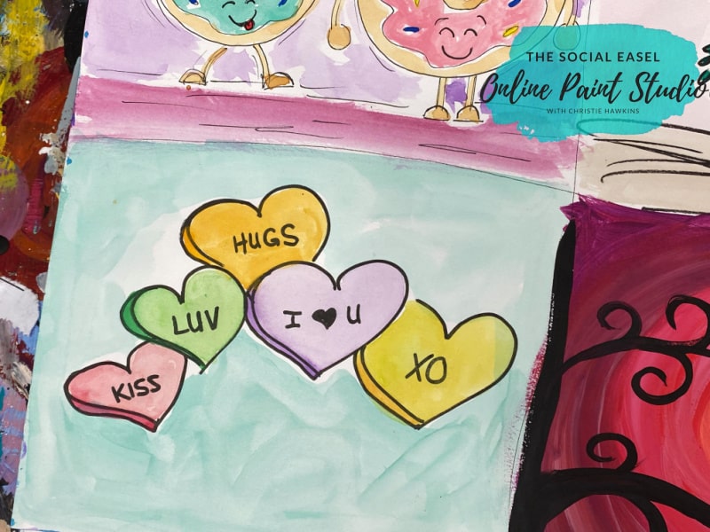 Conversation Hearts DIY Handmade Valentine Card Ideas The Social Easel Online Paint Studio