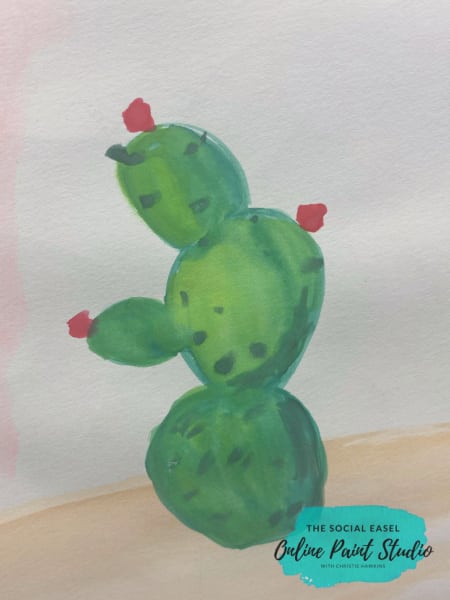 Dancing Watercolor Cactus The Social Easel Online Paint Studio