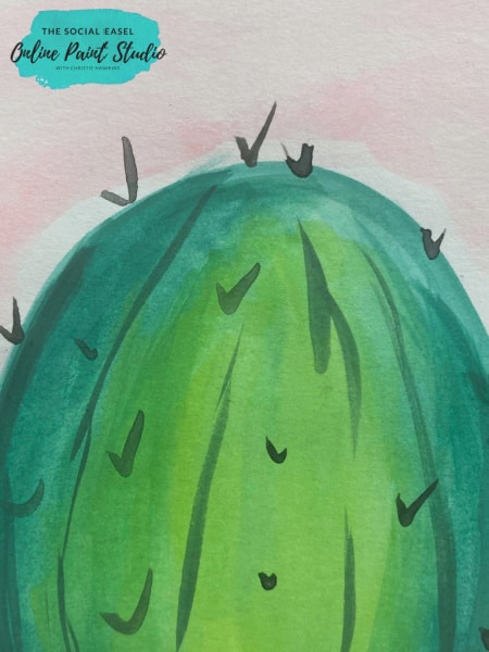 Top of Watercolor Cactus The Social Easel Online Paint Studio