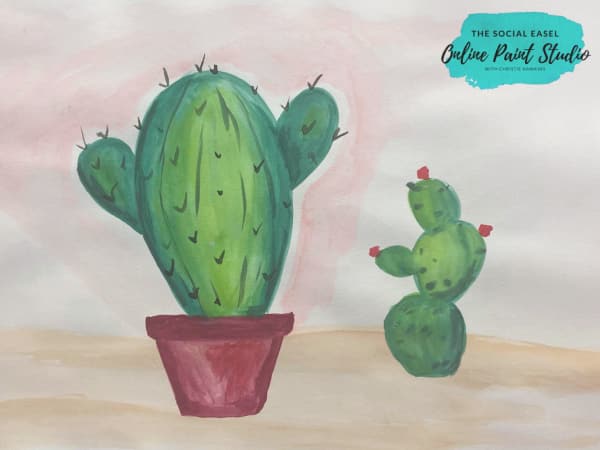 Watercolor Cactus Tutorial The Social Easel Online Paint Studio