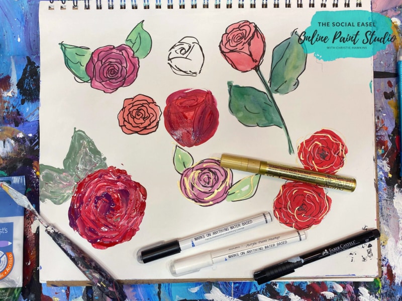 How to Paint Roses the Social Easel Online Paint Studio