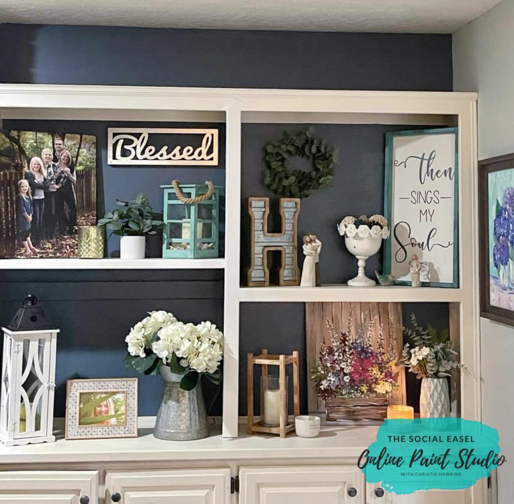 Blue Accent Wall Family Room TV Wall Makeover The Social Easel Online Paint Studio