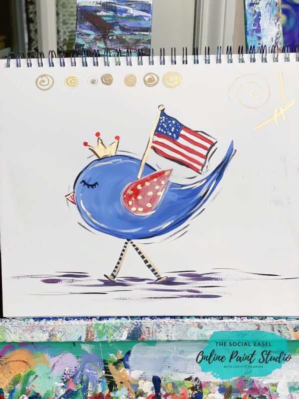 Painting a Patriotic Whimsical Bird - The Social Easel