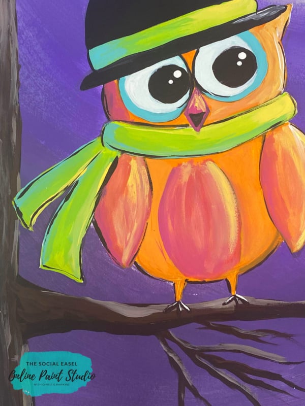 Acrylic Painted Moonlit Owl The Social Easel Online Paint Studio