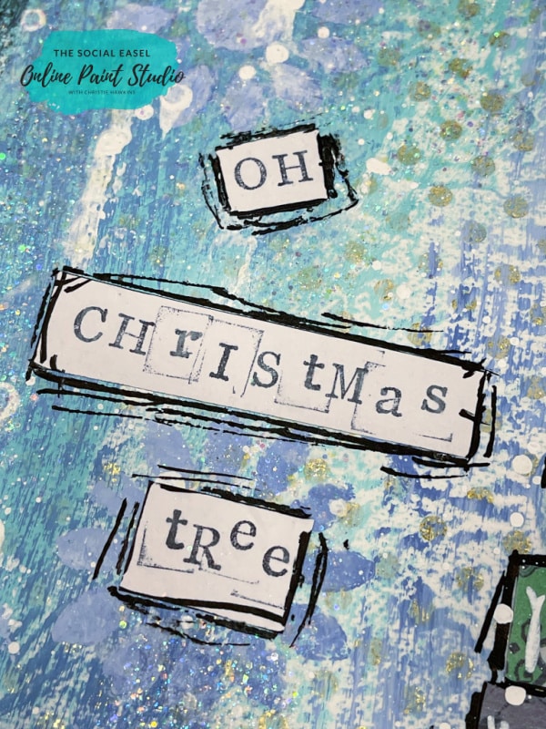 Oh Christmas Tree Stamp on Mixed Media The Social Easel