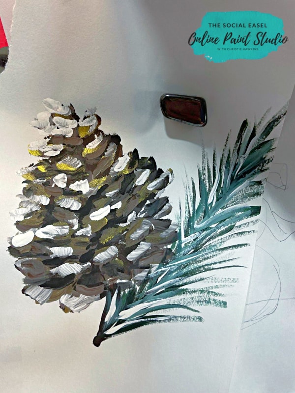Practice Snowy Winter Pinecone on scrap paper The Social Easel