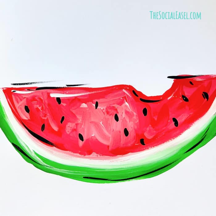 simple acrylic painting of a full wedge slice of watermelon