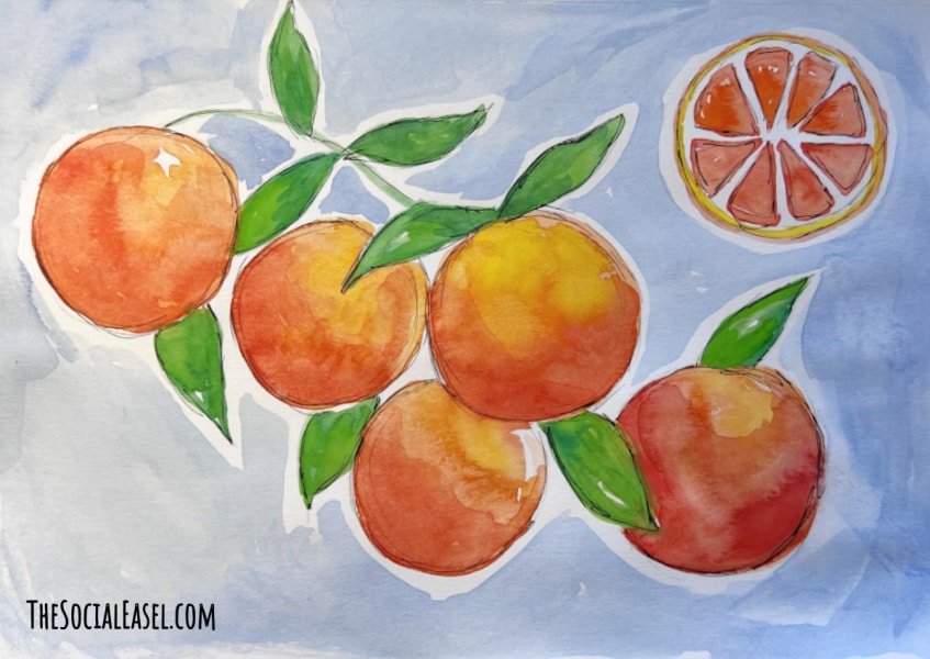 Watercolor Oranges painting