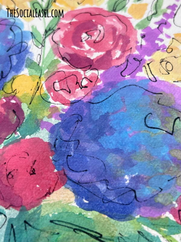 close up of Watercolor Flowers